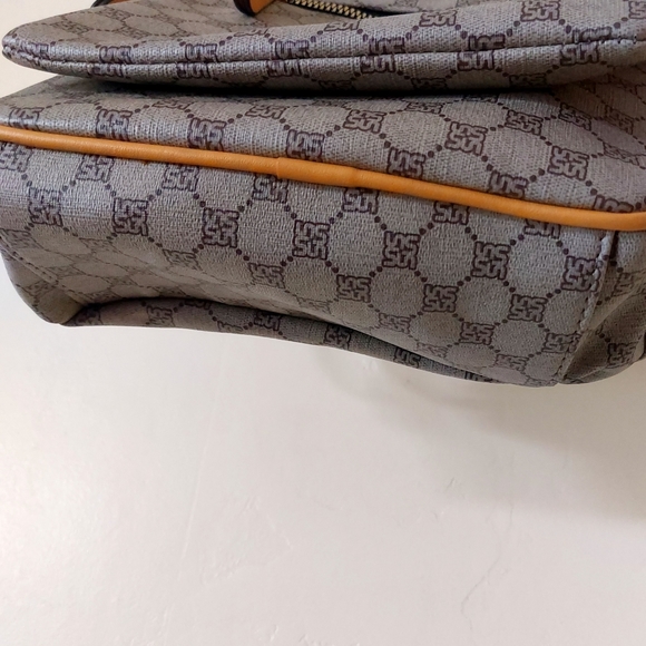 Yellow & Tan Small Faux Leather Vegan Friendly Fashion Backpack Purse w/ Print - Picture 5 of 12